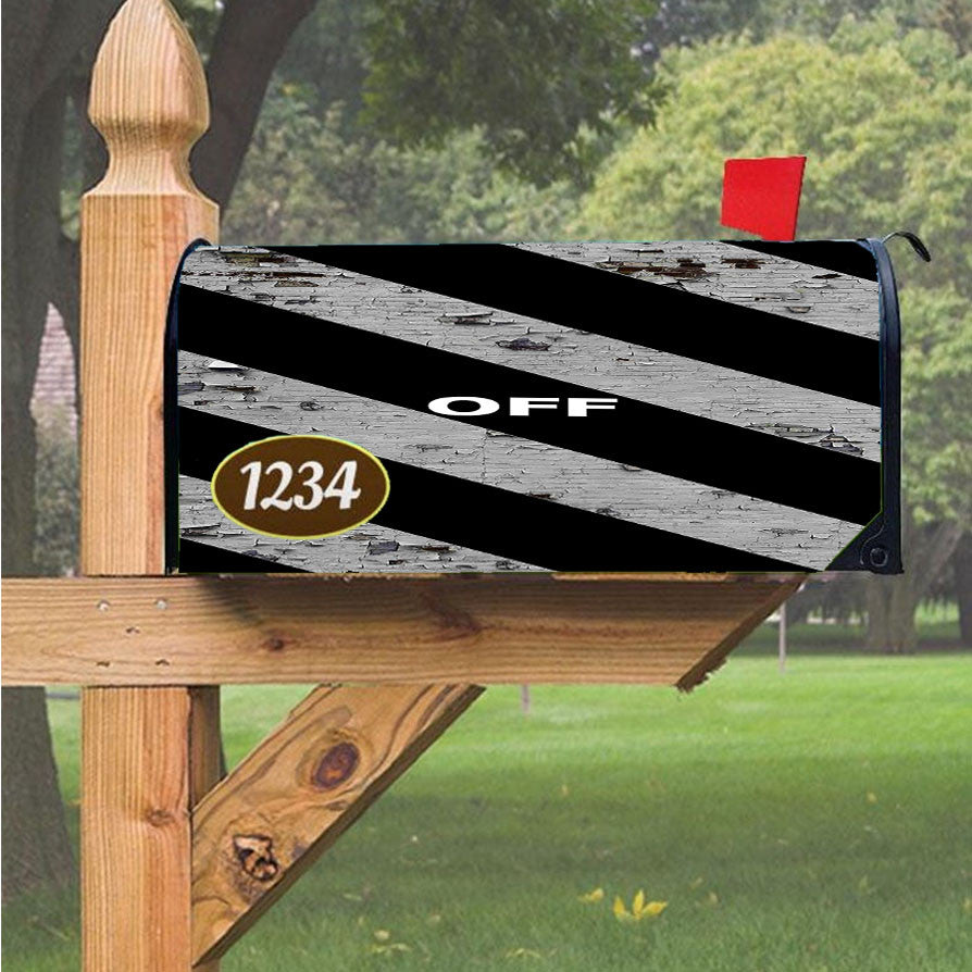Off White Striped Brick Magnetic Mailbox Cover 18" X 21" Outdoor Decor