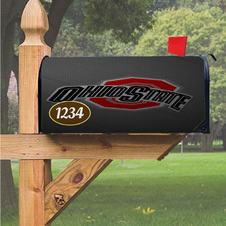 Ohio State Buckeyes Football Texture Magnetic Mailbox Cover 18" X 21" Outdoor Decor