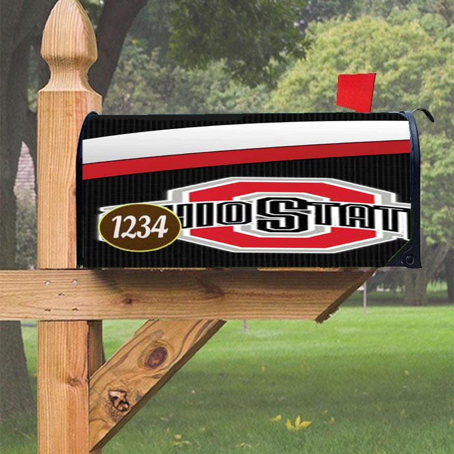 Ohio State Logo Under Stripes Magnetic Mailbox Cover 18" X 21" Outdoor Decor