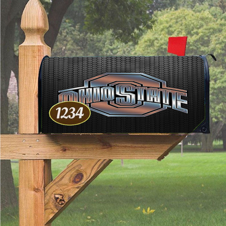 Ohio State Silver Metal Emblem Magnetic Mailbox Cover 18" X 21" Outdoor Decor