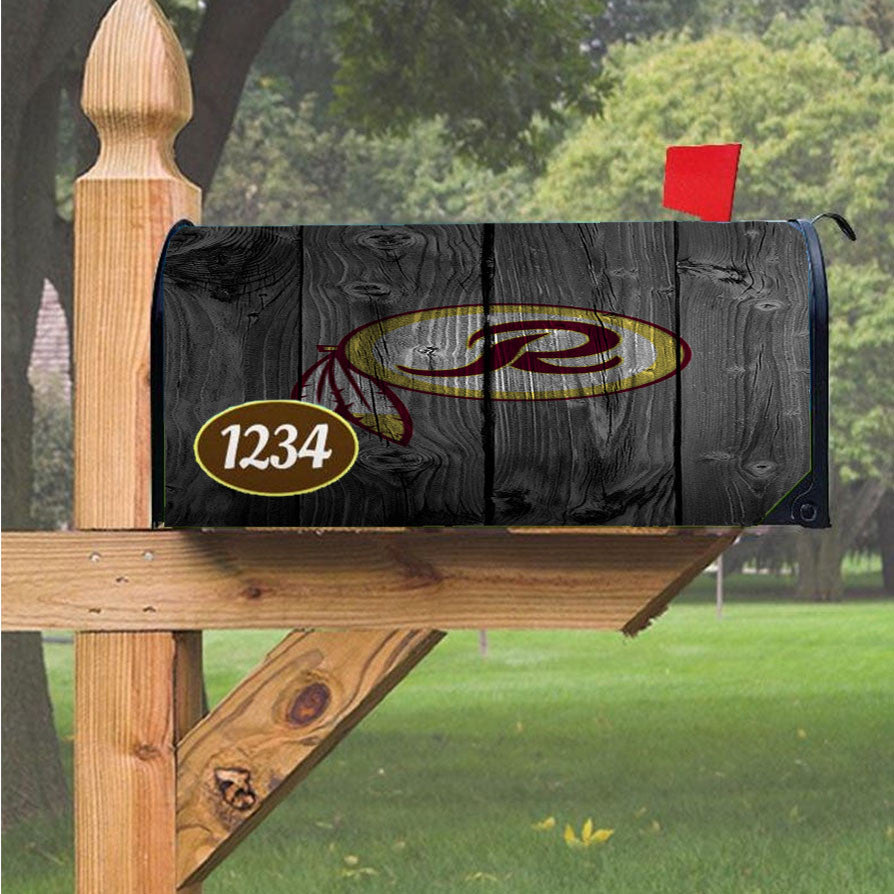 Old Washington Redskin Logo Dark Wood Wallpaper Magnetic Mailbox Cover 18" X 21" Outdoor Decor