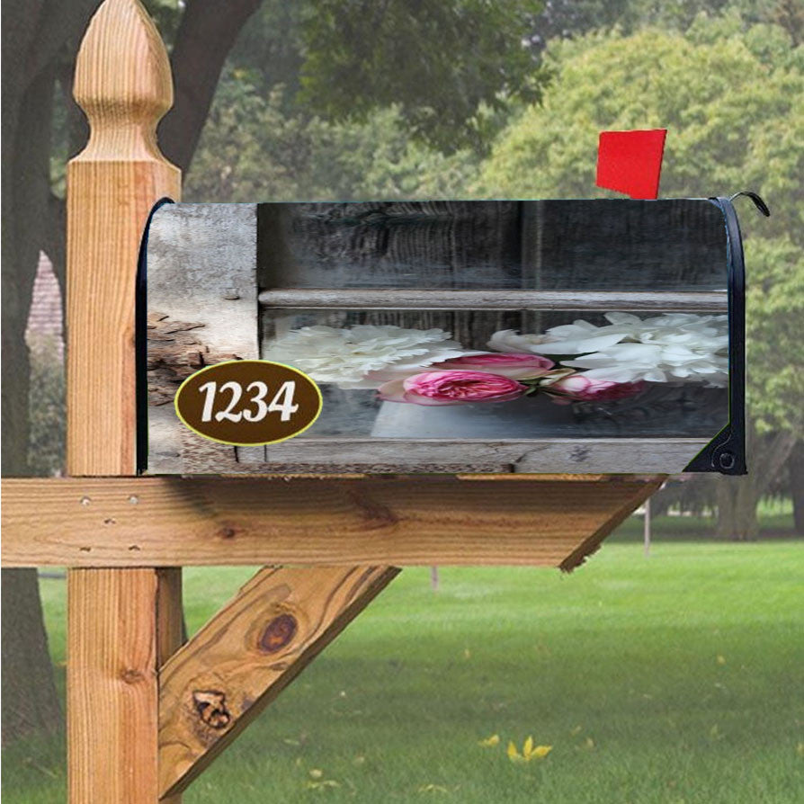 Old Window With Flowers Magnetic Mailbox Cover 18" X 21" Outdoor Decor