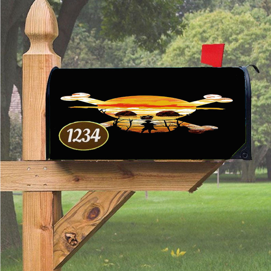 One Piece Art Sunset Magnetic Mailbox Cover 18" X 21" Outdoor Decor