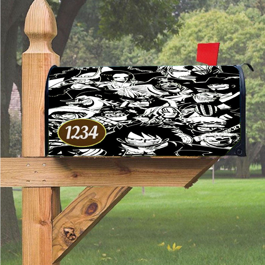 One Piece Bw Characters Magnetic Mailbox Cover 18" X 21" Outdoor Decor