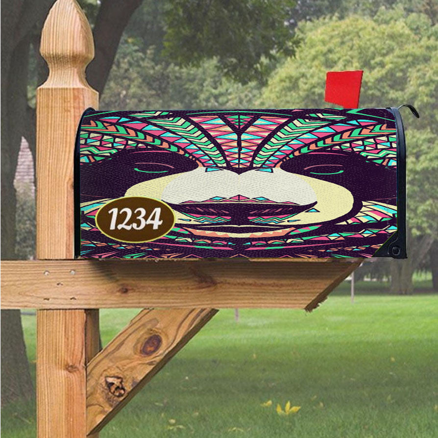 Panda Aztec Pattern Magnetic Mailbox Cover 18" X 21" Outdoor Decor