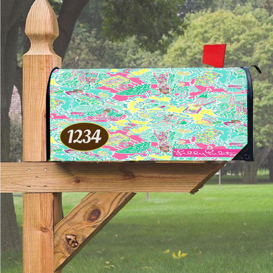 Pastel Summer Lilly Pulitzer Magnetic Mailbox Cover 18" X 21" Outdoor Decor