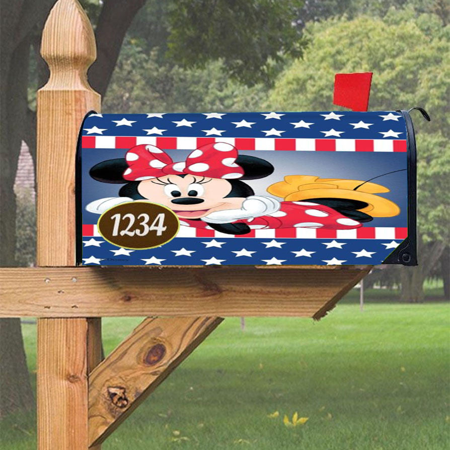 Patriotic Minnie Magnetic Mailbox Cover 18" X 21" Outdoor Decor