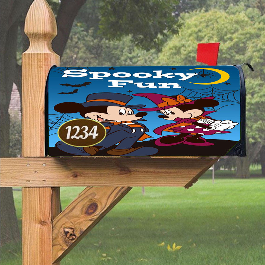 Spooky Fun Mickey & Minnie Magnetic Mailbox Cover 18" X 21" Outdoor Decor