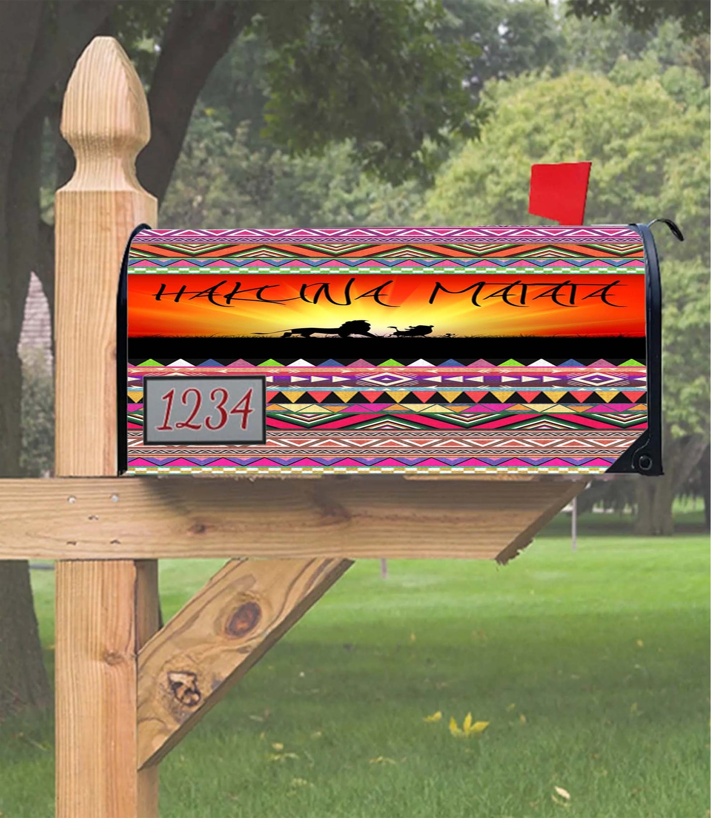 Hakuna Matata Aztec Pattern Mailbox Cover