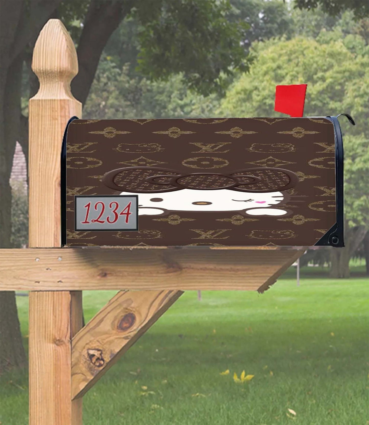 Hello Kitty Chocolate Elegant Pattern Mailbox Cover