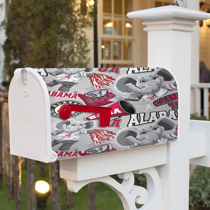 Alabama Crimson Tide Pattern Elephant Magnetic Mailbox Cover 18" X 21" Outdoor Decor