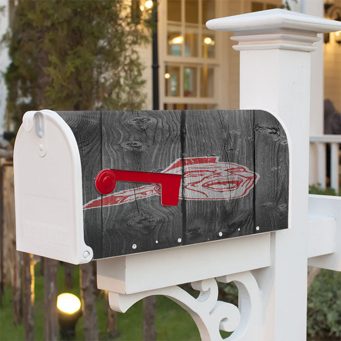 Atlanta Braves Primary Logo Dark Wood Wallpaper Magnetic Mailbox Cover 18" X 21" Outdoor Decor