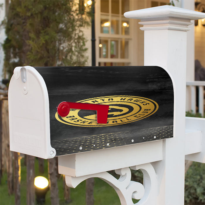Atlanta Hawks Basketball Club Gold Logo Magnetic Mailbox Cover 18" X 21" Outdoor Decor
