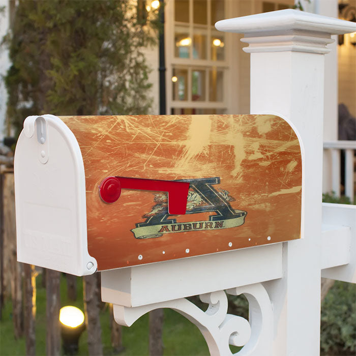 Auburn Tigers Orange Grunge Wallpaper Magnetic Mailbox Cover 18" X 21" Outdoor Decor