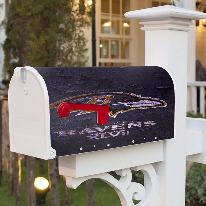 Baltimore Ravens Nfl Xlvii Logo Magnetic Mailbox Cover 18" X 21" Outdoor Decor