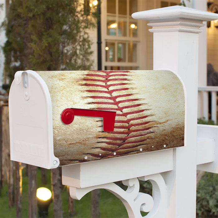 Baseball Stitching Magnetic Mailbox Cover 18" X 21" Outdoor Decor