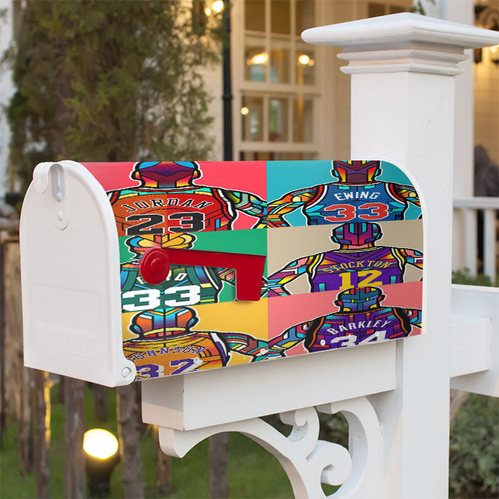 Basketball Stars Magnetic Mailbox Cover 18" X 21" Outdoor Decor