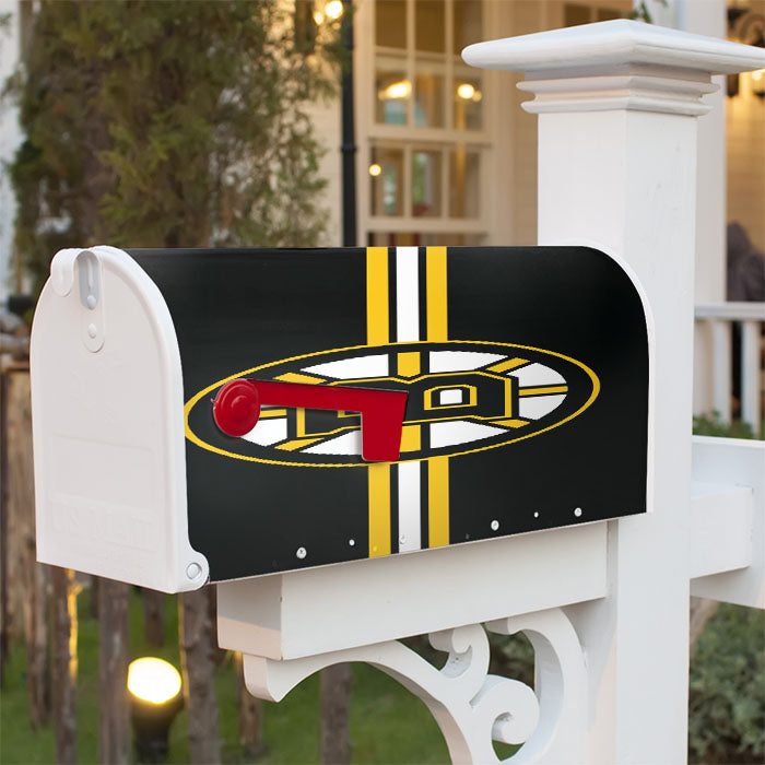 Black Yellow Boston Bruins Logo Magnetic Mailbox Cover 18" X 21" Outdoor Decor