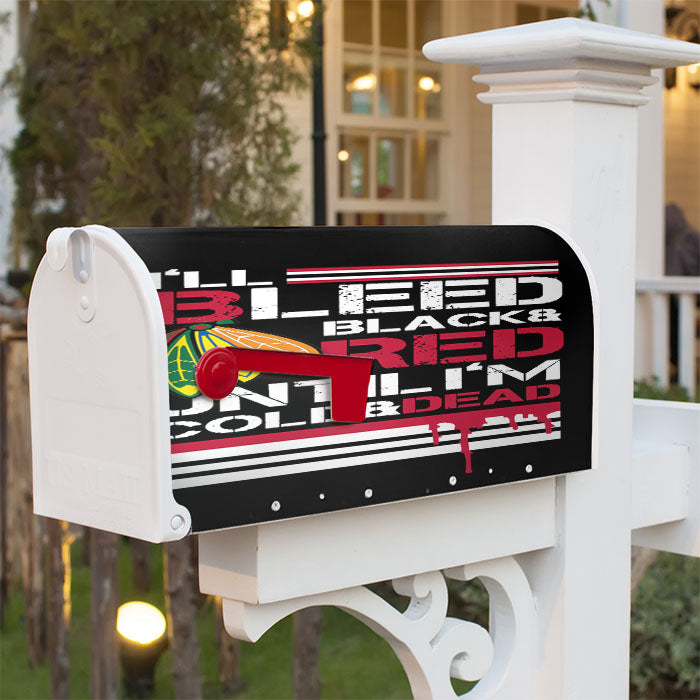 Bleed Black And Red Chicago Blackhawks Magnetic Mailbox Cover 18" X 21" Outdoor Decor