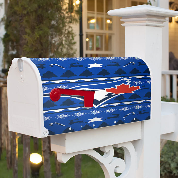 Blue Jays Christmas Sweater Magnetic Mailbox Cover 18" X 21" Outdoor Decor