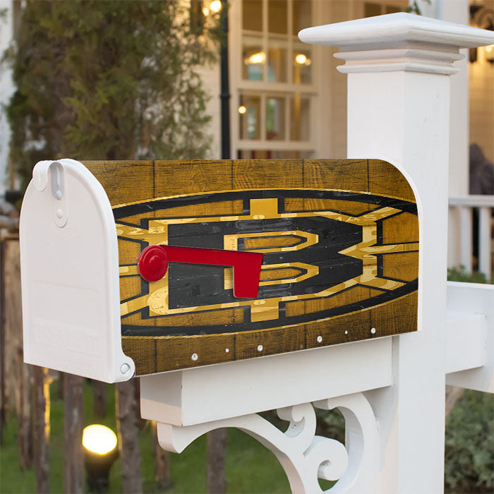 Boston Bruins Art Wood Texture Logo Magnetic Mailbox Cover 18" X 21" Outdoor Decor
