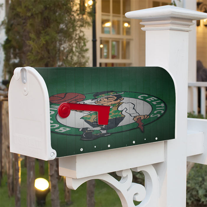 Boston Celtics Hardwood Magnetic Mailbox Cover 18" X 21" Outdoor Decor