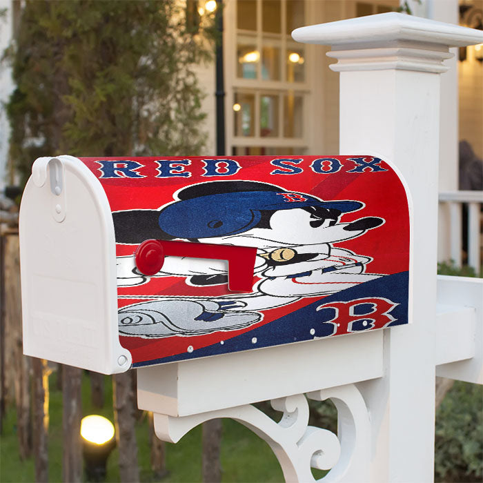 Boston Red Sox Disney Mickey Mouse Mlb Magnetic Mailbox Cover 18" X 21" Outdoor Decor