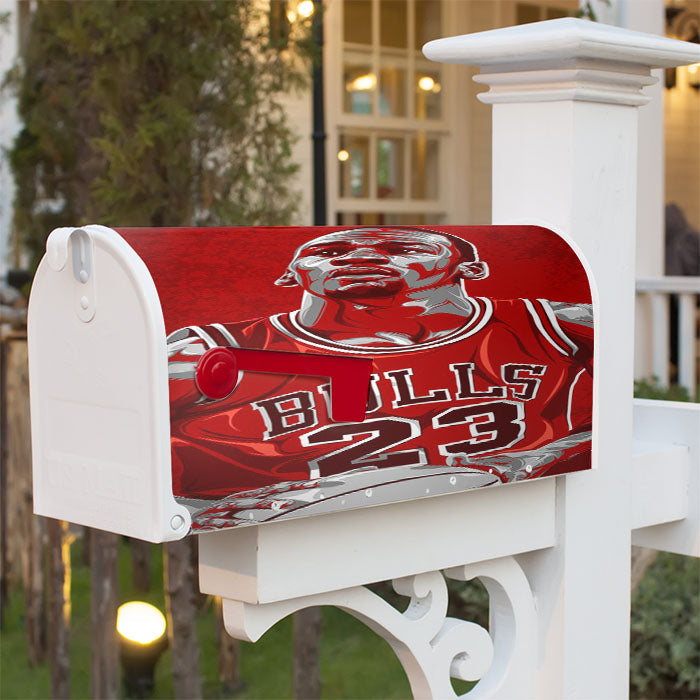 Bulls Man Jordan Chicago Heroes Magnetic Mailbox Cover 18" X 21" Outdoor Decor