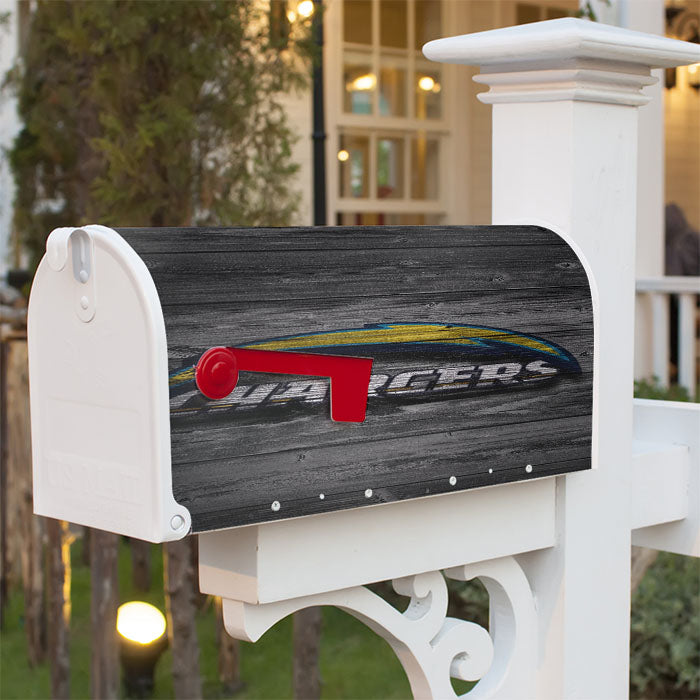 Chargers Los Angeles Logo Dark Wood Wallpaper Magnetic Mailbox Cover 18" X 21" Outdoor Decor