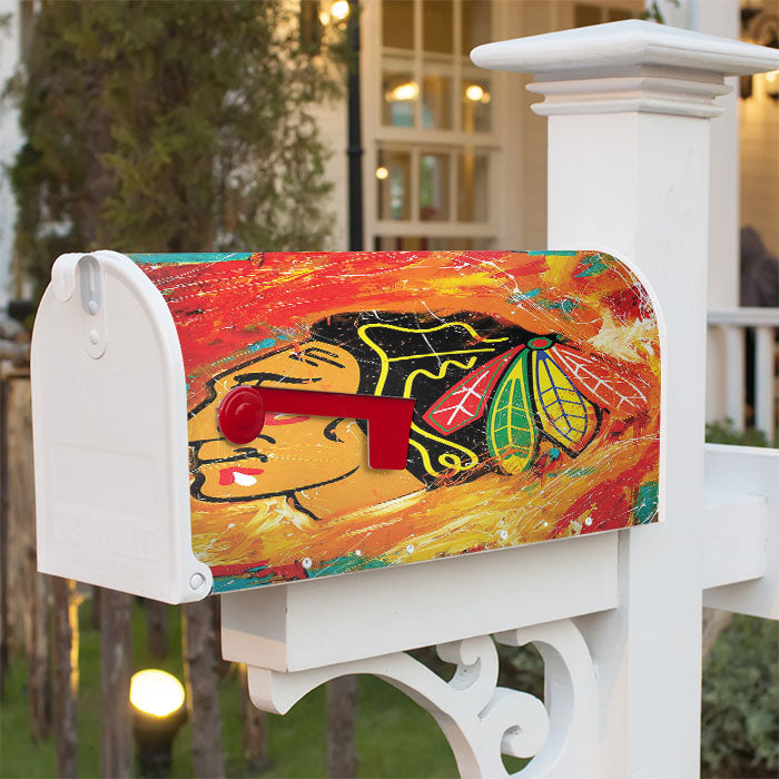 Chicago Blackhawks Abstract Art Magnetic Mailbox Cover 18" X 21" Outdoor Decor