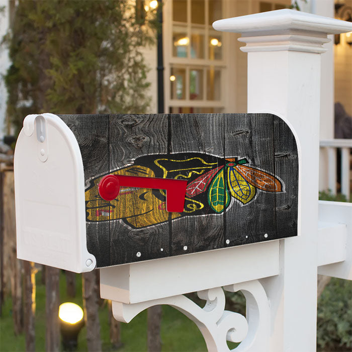 Chicago Blackhawks Wooden Magnetic Mailbox Cover 18" X 21" Outdoor Decor