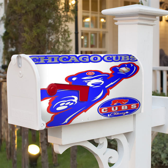 Chicago Cubs Bear Baseball Magnetic Mailbox Cover 18" X 21" Outdoor Decor