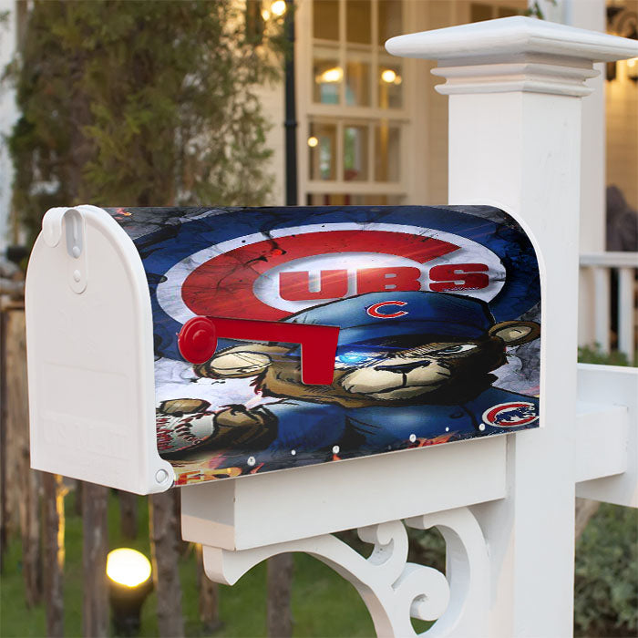 Chicago Cubs Bear Fire Magnetic Mailbox Cover 18" X 21" Outdoor Decor