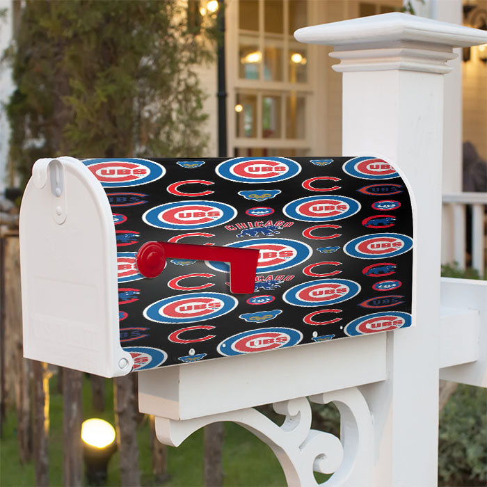 Chicago Cubs Bear Pattern Magnetic Mailbox Cover 18" X 21" Outdoor Decor