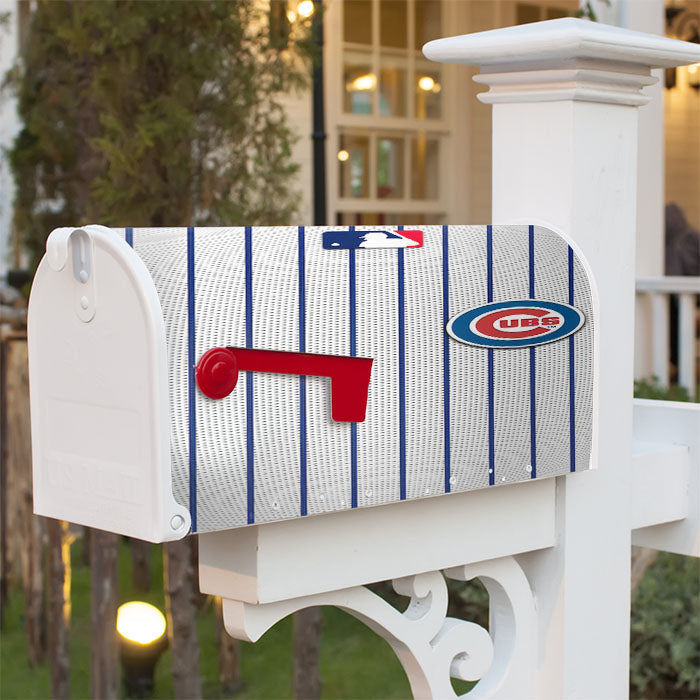 Chicago Cubs Stripe Baseball Magnetic Mailbox Cover 18" X 21" Outdoor Decor