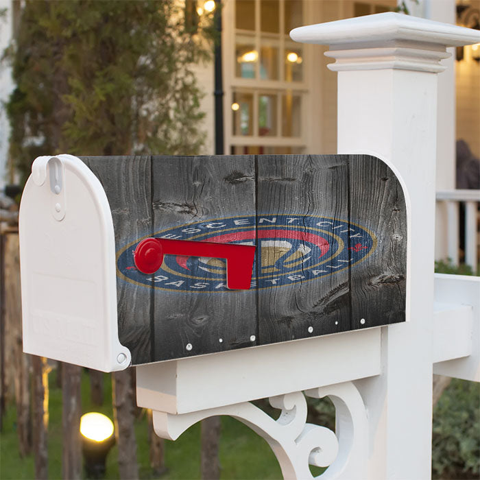 Crescent City Nba Logo Dark Wood Wallpaper Magnetic Mailbox Cover 18" X 21" Outdoor Decor