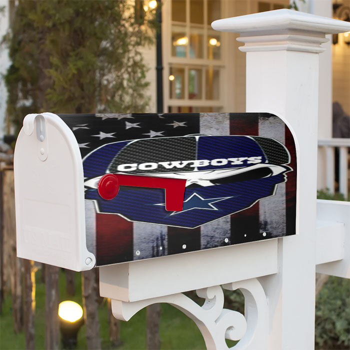 Dallas Cowboys Skull Usa Flag Magnetic Mailbox Cover 18" X 21" Outdoor Decor