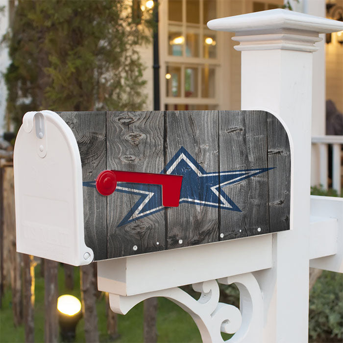 Dallas Cowboys Star Nfl Logo Dark Wood Wallpaper Magnetic Mailbox Cover 18" X 21" Outdoor Decor