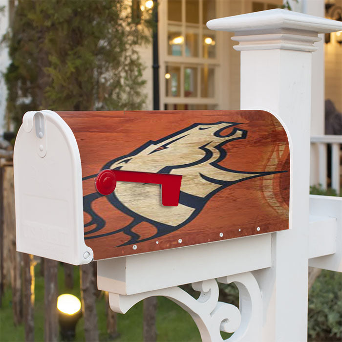 Denver Broncos Cracked Bkg Magnetic Mailbox Cover 18" X 21" Outdoor Decor