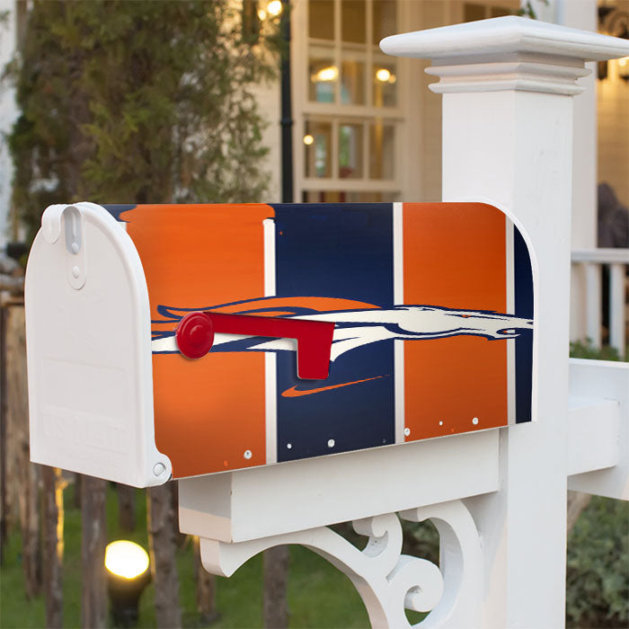 Denver Broncos Logo Stripes Magnetic Mailbox Cover 18" X 21" Outdoor Decor