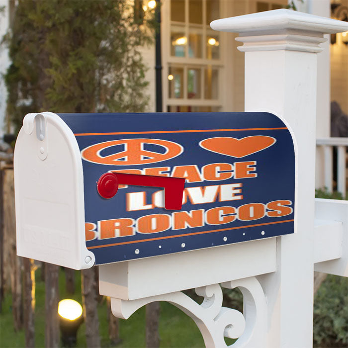 Denver Broncos Peace Love Magnetic Mailbox Cover 18" X 21" Outdoor Decor
