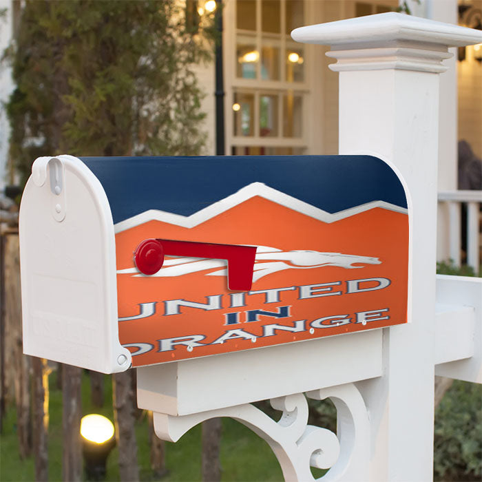 Denver Broncos United In Orange Magnetic Mailbox Cover 18" X 21" Outdoor Decor