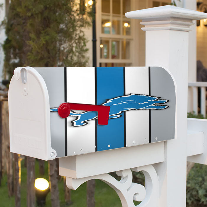 Detroit Lions Blue Football Logo Magnetic Mailbox Cover 18" X 21" Outdoor Decor