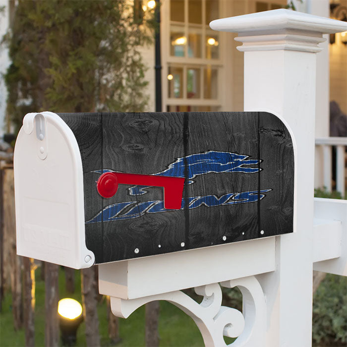 Detroit Lions Nfl Logo Dark Wood Wallpaper Magnetic Mailbox Cover 18" X 21" Outdoor Decor