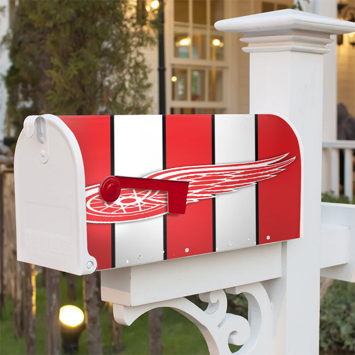 Detroit Red Wings Stripe Football Logo Magnetic Mailbox Cover 18" X 21" Outdoor Decor