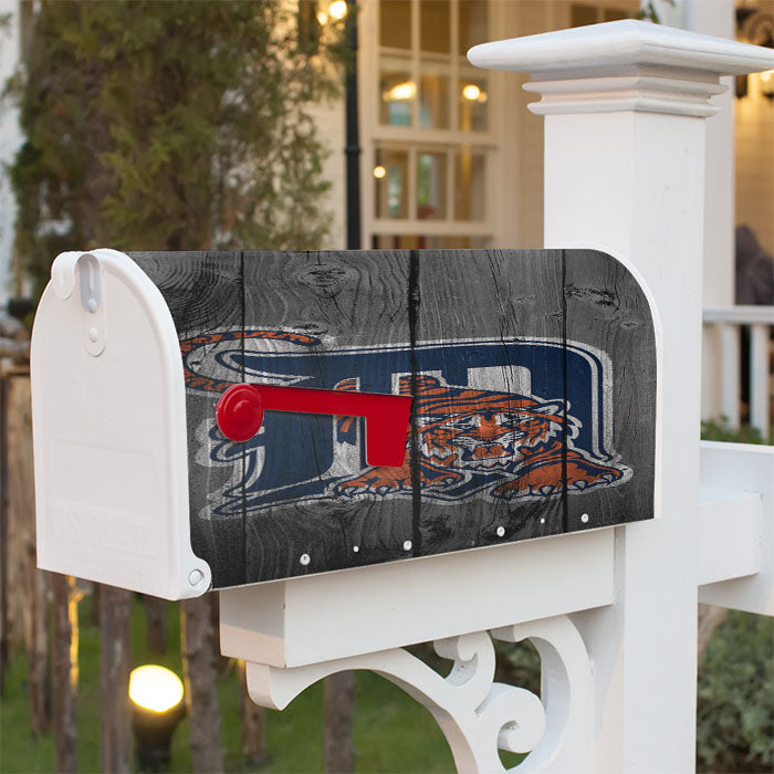 Detroit Tigers Mlb Logo Dark Wood Wallpaper Magnetic Mailbox Cover 18" X 21" Outdoor Decor