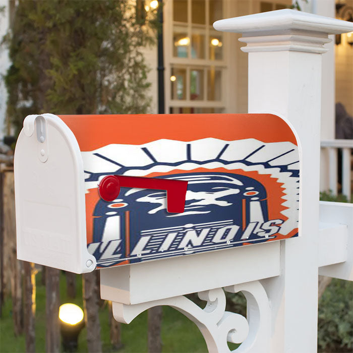 Fighting Illini Logo Orange Magnetic Mailbox Cover 18" X 21" Outdoor Decor