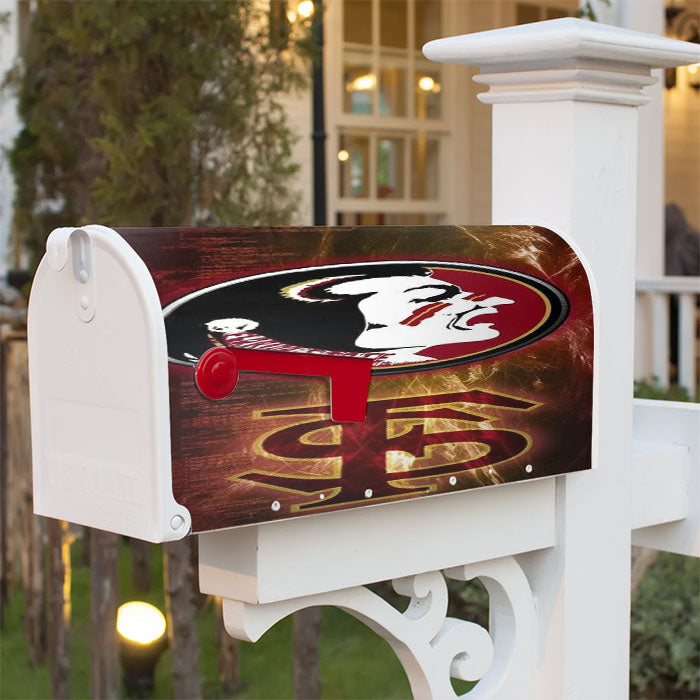 Florida State Seminols Red Wallpaper Magnetic Mailbox Cover 18" X 21" Outdoor Decor