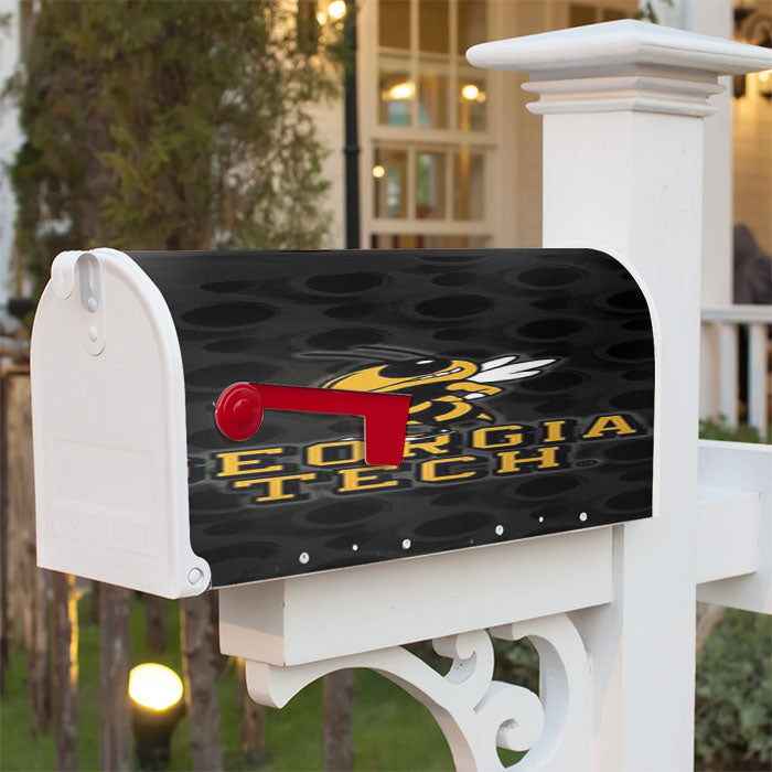 Georgia Tech Logo Over Blk Magnetic Mailbox Cover 18" X 21" Outdoor Decor
