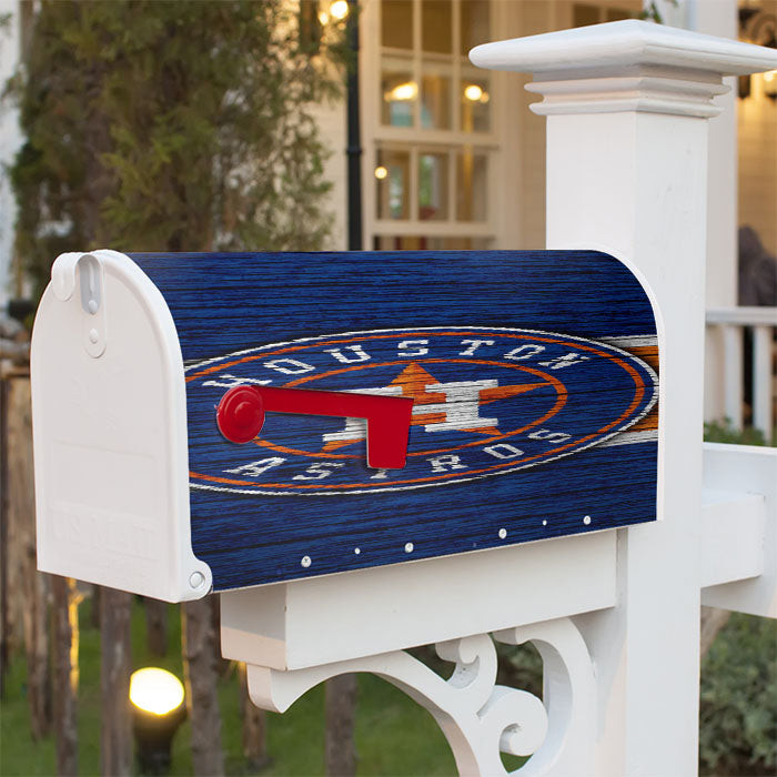 Houston Astros Wood Logo Magnetic Mailbox Cover 18" X 21" Outdoor Decor
